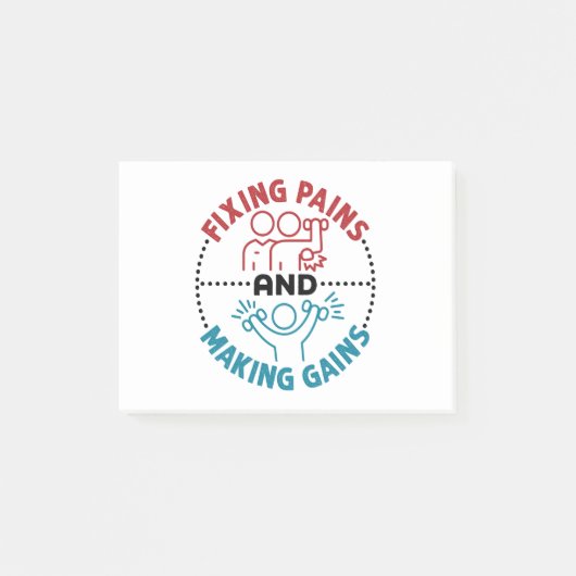 Fysieke therapistische fixeerpijnen en het maken v post-it® notes (Voorkant)