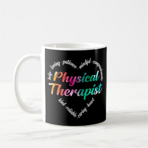 Fysieke Therapistische Hart Word Cloud Waterverf Koffiemok