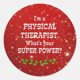 Fysieke therapistische superkracht, kerstontwerp ronde sticker