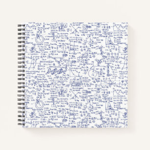 Fysieke vergelijkingen in blauwe pen // notitieboek