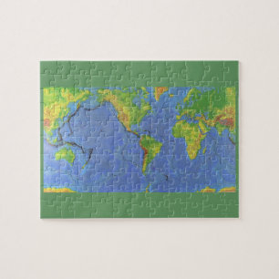 Fysieke Wereldkaart 1994 - Tectonische Borden - US Legpuzzel