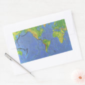 Fysieke Wereldkaart 1994 - Tectonische Borden - US Rechthoekige Sticker (Envelop)