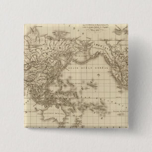 Fysieke wereldkaart vierkante button 5,1 cm