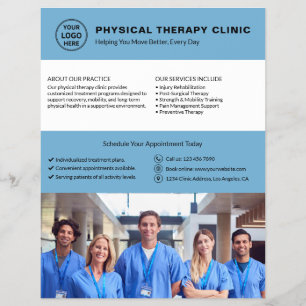Fysio Therapie Kliniek Blauwe Logo Foto QR Flyer