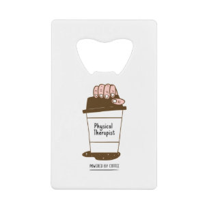 Fysiotherapeut aangedreven door koffie kredietkaart flessenopener