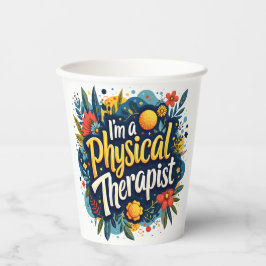 Fysiotherapeut Floral Quote Art Papieren Bekers