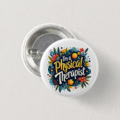 Fysiotherapeut Floral Quote Art Ronde Button 3,2 Cm (Voorkant /achterkant)