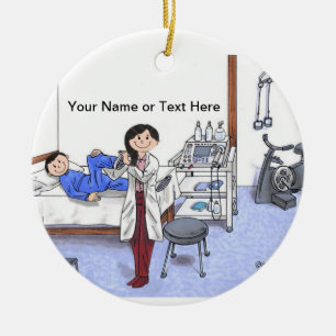 Fysiotherapeut, lang zwart haar keramisch ornament
