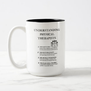 Fysiotherapeuten begrijpen tweekleurige koffiemok