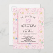 Fysische Baby shower per post vogelgriep Uitnodiging Briefkaart (Voorkant / Achterkant)