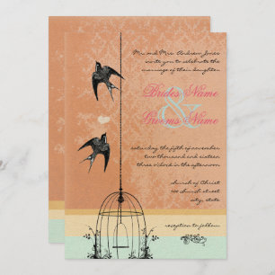 Fysische  Bird Cage Wedding Invitations Kaart
