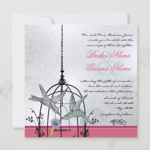 Fysische  Bird Cage Wedding Invitations Kaart
