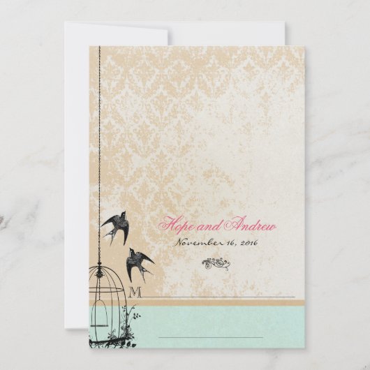 Fysische  Bird Cage Wedding Invitations Kaart (Voorkant)