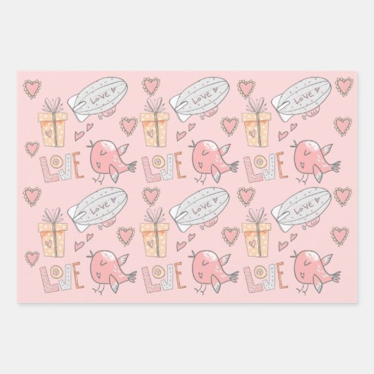 Fysische luchtballon schattig stel roze inpakpapier vel (Voorkant 2)