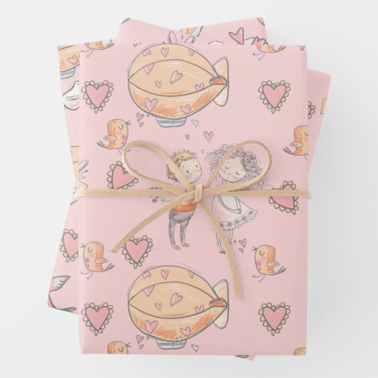 Fysische luchtballon schattig stel roze inpakpapier vel (In situ)