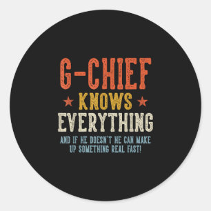 G-chief weet alles vaderdag retro ronde sticker