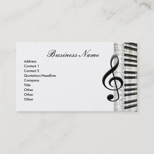 G-Clef & Piano Clavier Notes musicales Carte de vi (Devant)