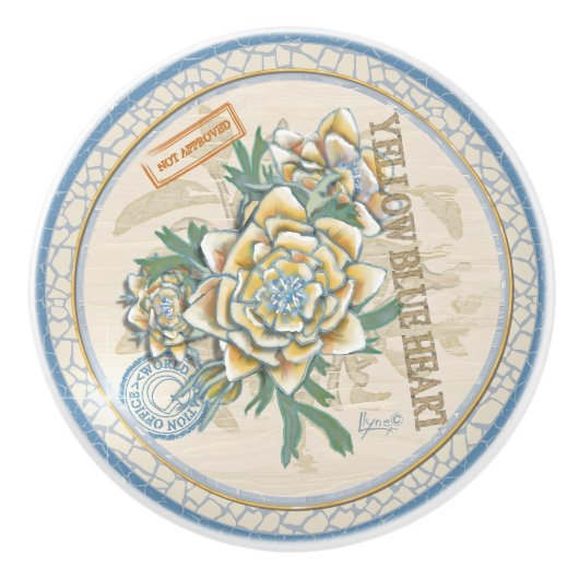 G Creatie Kantoor gele bloem Keramische knop (Voorkant)