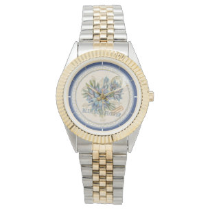 G Creation Kantoor blue flower Horloge