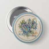 G Creation Kantoor blue flower Ronde Button 7,6 Cm (Voorkant /achterkant)