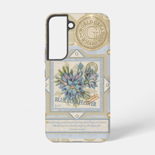 G Creation Kantoor blue flower Samsung Galaxy Hoesje (Achterkant)
