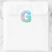 "G" Cute Bubble Letter - Underwater Sea Creature Vierkante Sticker (Tas)
