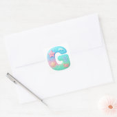"G" Cute Bubble Letter - Underwater Sea Creature Vierkante Sticker (Envelop)