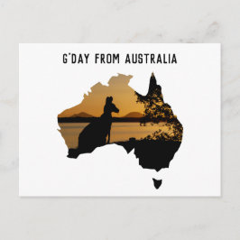 G-Dag uit Australië - Zwarte White Gold Sunset Briefkaart