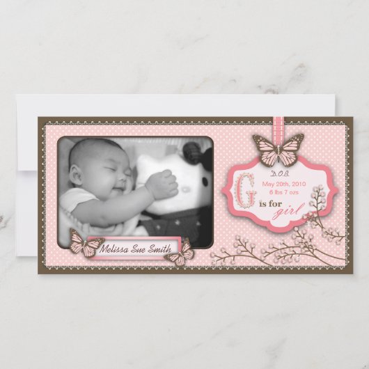 G est pour Carte photo fille (Devant)