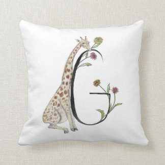 G est pour le coussin de girafe et de marguerite