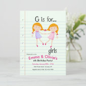 G est pour les filles Invitation à la fête d'anniv (Debout devant)