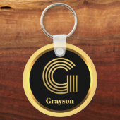 G Gold Monogrammed Letter Personalized Sleutelhang Sleutelhanger (Voorkant)