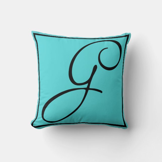 G INITIAAL PILLOW - Letter G op Aqua Achtergrond Kussen (Voorkant)