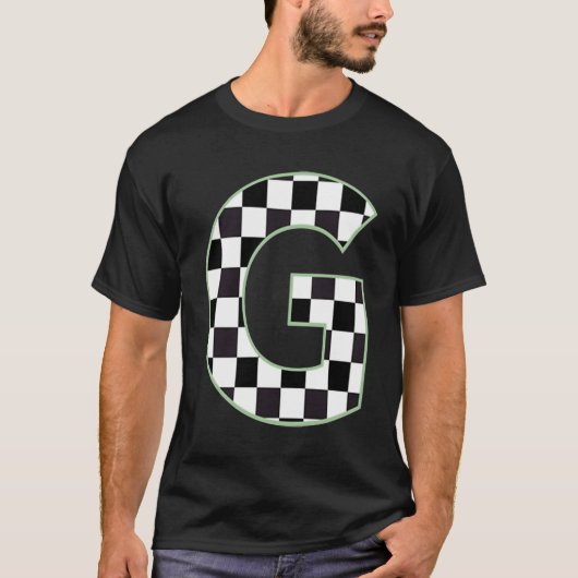 G Initial Monogram black & white checkerboard T-shirt (Voorkant)