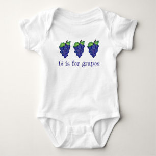 G is voor druiven Paars Bunch Fruit Alphabet ABCs Romper