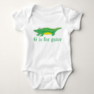 G is voor Gator Green Alligator Crocodile Romper