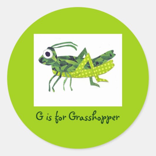 G is voor Grasshopper Ronde Sticker (Voorkant)