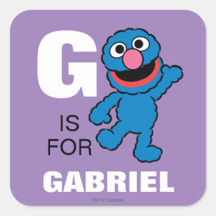 G is voor Grover Voeg je naam toe Vierkante Sticker