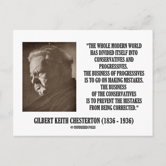 G.K. Chesterton Conservatives Progressives Briefkaart (Voorkant)