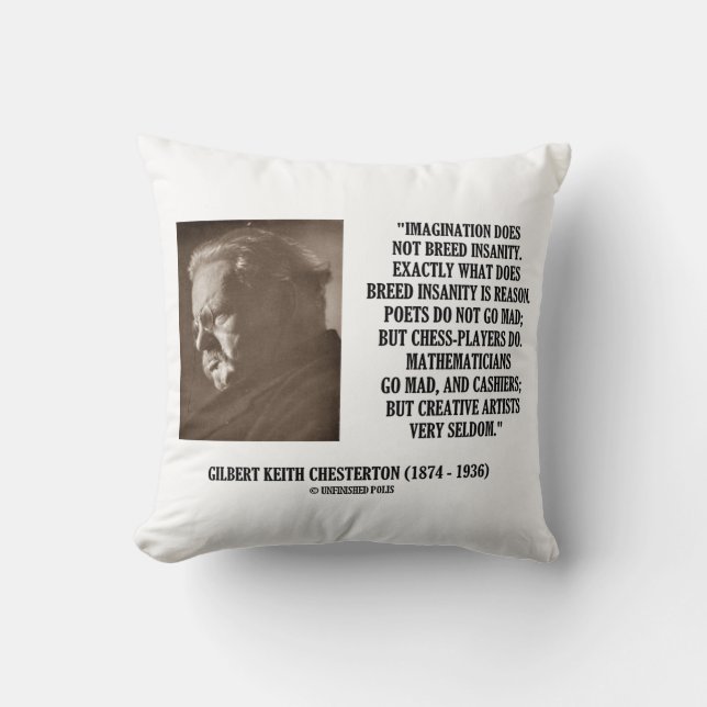G.K. Chesterton Imagination Insanity Creative Kussen (Voorkant)