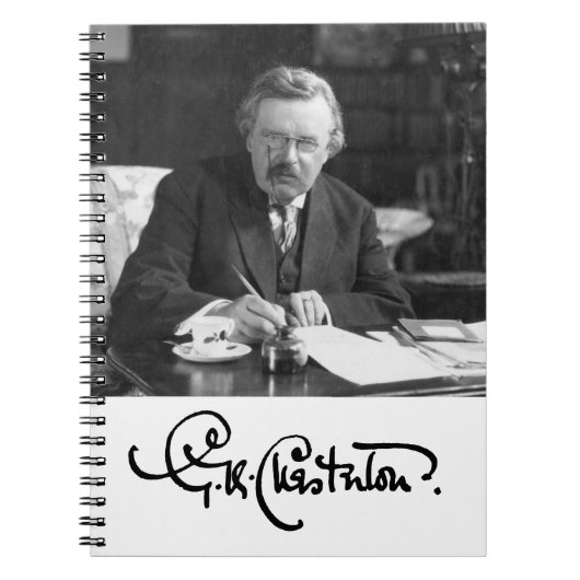 G. K. Chesterton op het werk Notitieboek (Voorkant)