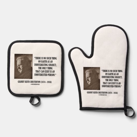 G.K. Chesterton Uninteresting Subject Uninterested Ovenwant & Pannenlap Set (Voorkant)