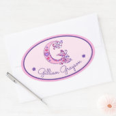 G letter monogram aangepaste meisjes naam roze sti ovale sticker (Envelop)