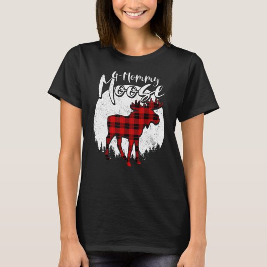 G Mommy Moose Red Plaid Buffalo Matching Family Pa T-shirt (Voorkant)