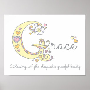 G monogram art Grace filles nom signifiant affiche