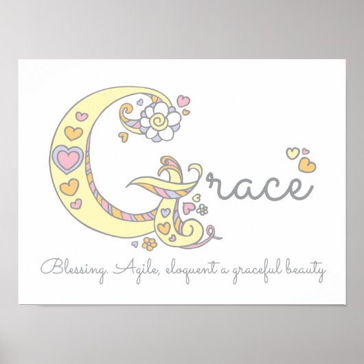 G monogram art Grace filles nom signifiant affiche (Devant)