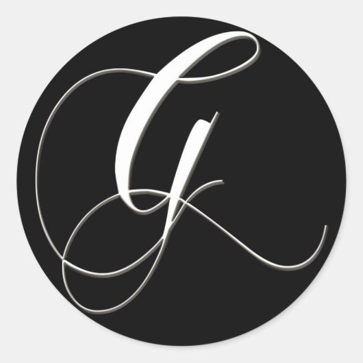 G monogram - elegant zwart-wit ronde sticker (Voorkant)