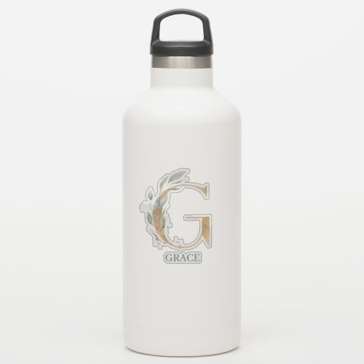 G Monogram Floral Aangepast Sticker (Waterfles)
