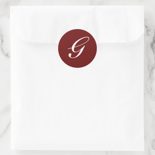 G Monogram Initiaal Wit op Karmozijn Ronde Sticker (Tas)