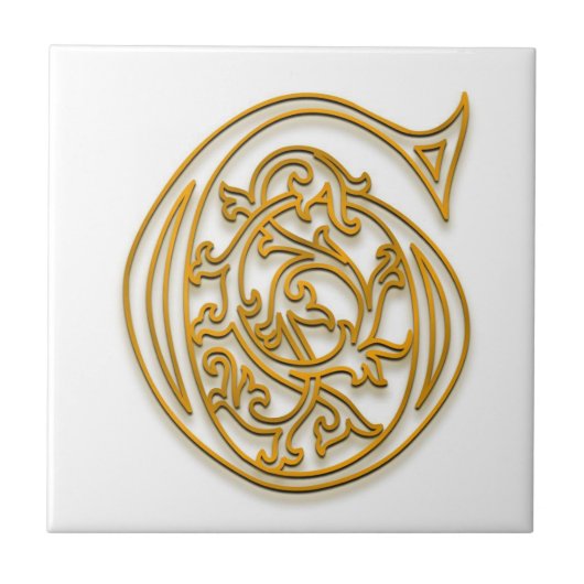G Monogram "Irish Gold"-keramische Tegel Tegeltje (Voorkant)